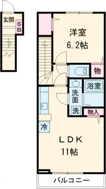 エモアメゾン(1LDK/2階)の間取り写真