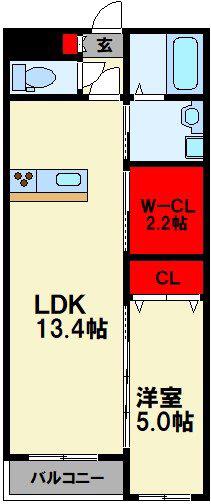 グランドゥール潤野(1LDK/5階)の間取り写真