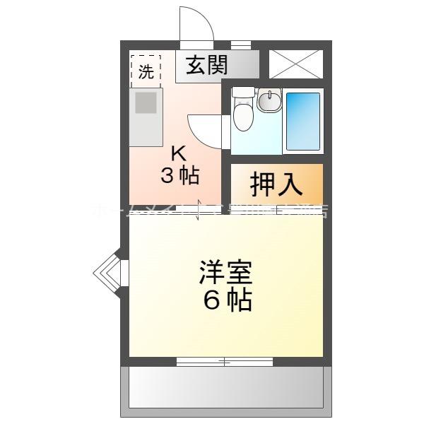 サンシャイン東橋良(1K/4階)の間取り写真