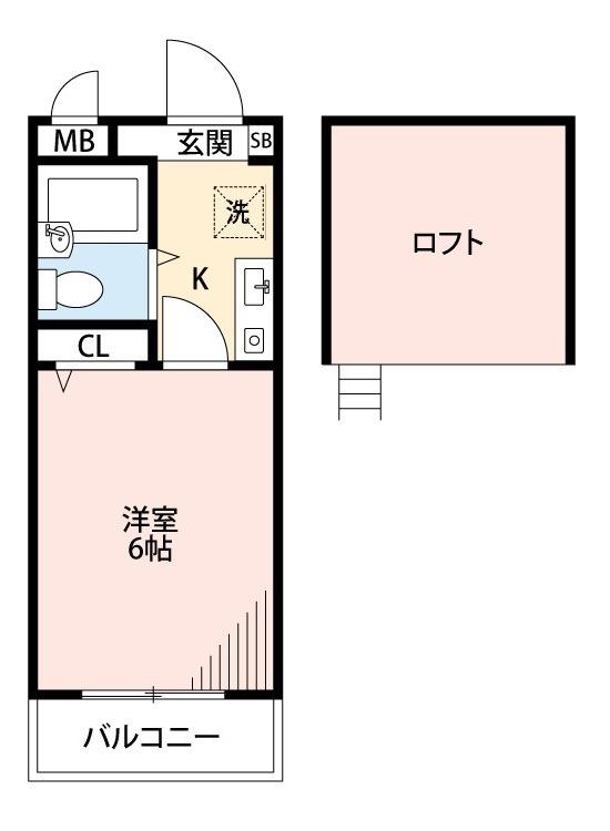 メビウスメルズ(1K/2階)の間取り写真