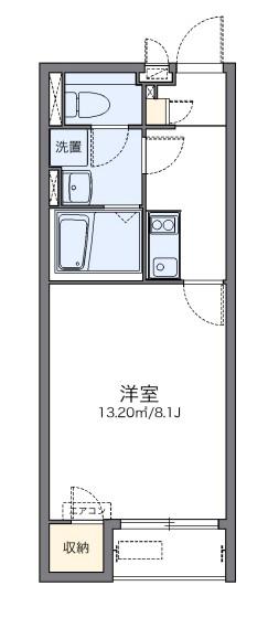 レオネクストトンノ(1K/1階)の間取り写真