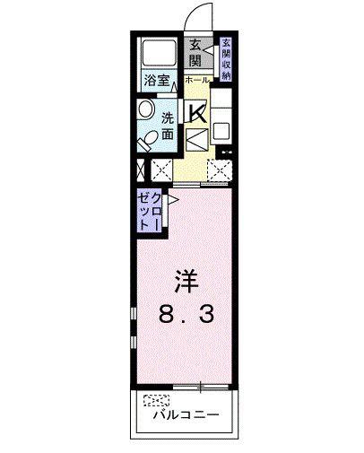 フライハイト(1K/1階)の間取り写真