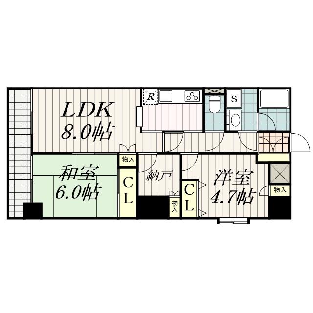 コスモ千葉中央マンション(2LDK/10階)の間取り写真