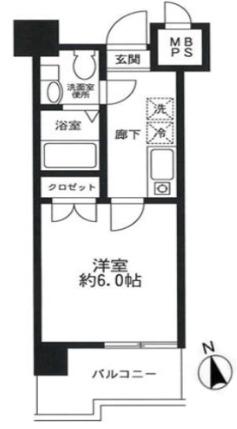 ドゥーエ川口(1K/9階)の間取り写真