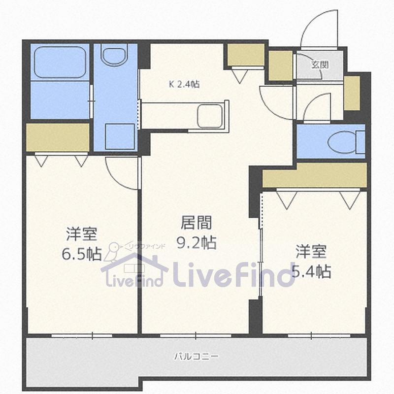 平岸リバーサイド(2LDK/3階)の間取り写真