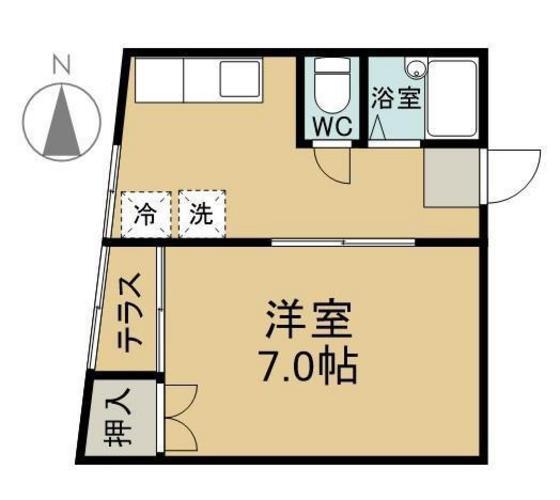エミリービル(1K/2階)の間取り写真