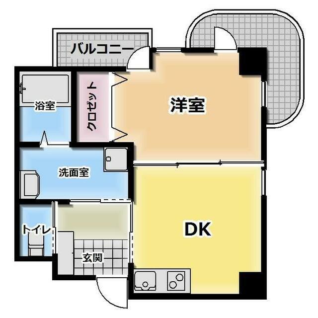 JR予讃線 丸亀駅 徒歩7分 7階建 築20年(1DK/4階)の間取り写真