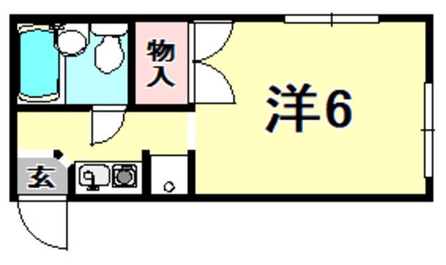 ツイン村雨(ワンルーム/1階)の間取り写真