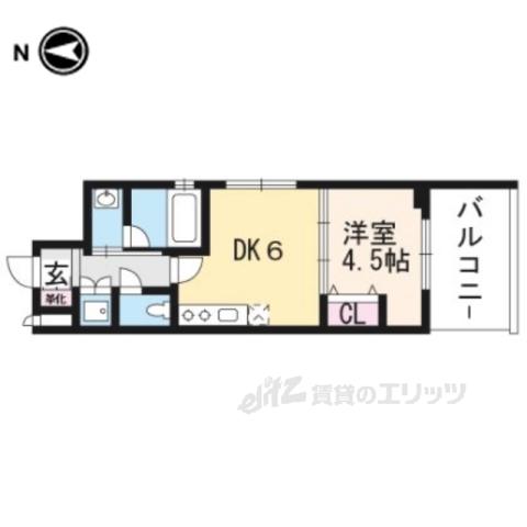 ベラジオ京都鞍馬口(1DK/2階)の間取り写真