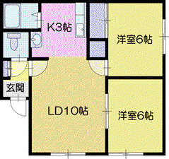 セピア末広(2LDK/2階)の間取り写真