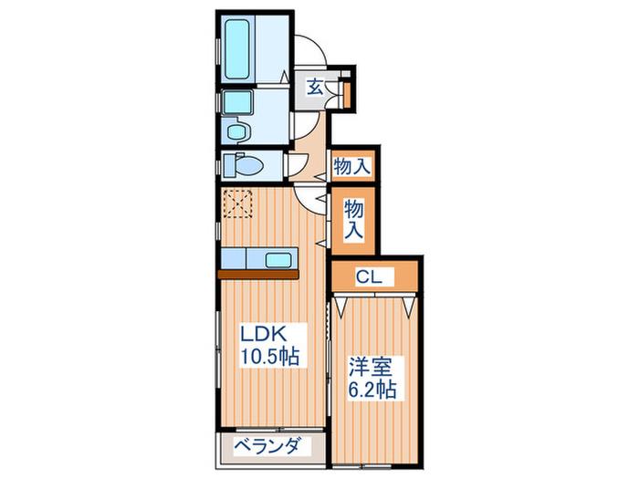 グランディアG(1LDK/1階)の間取り写真