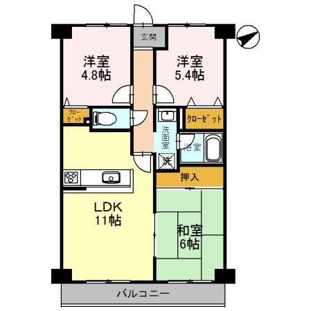 フェリーチェ和泉(3LDK/5階)の間取り写真