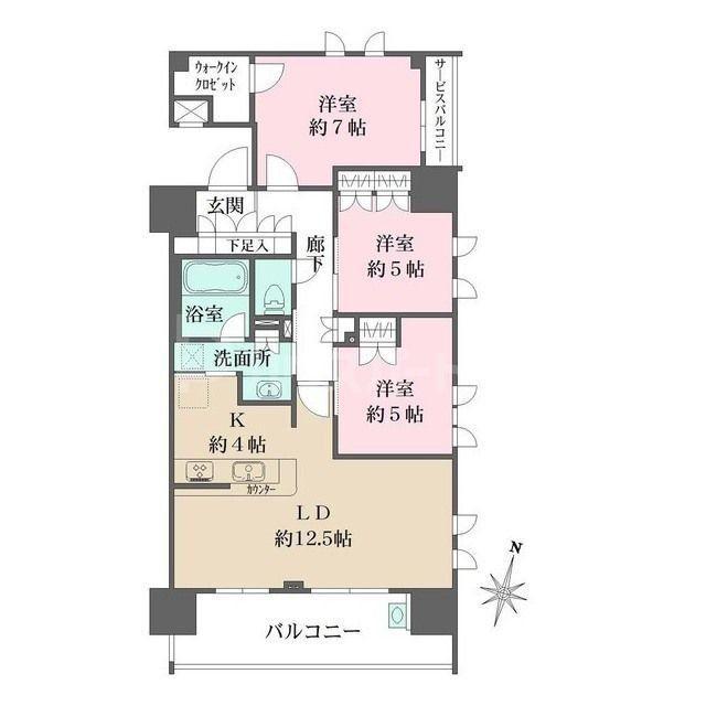 アルファグランデ篠崎弐番街(3LDK/10階)の間取り写真