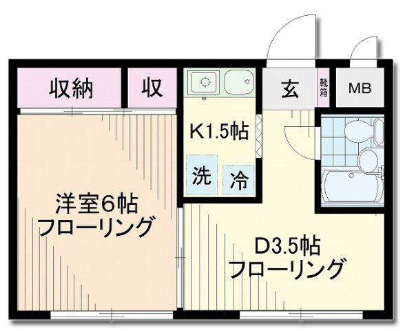 ヴェラコートタマガワ(1DK/1階)の間取り写真