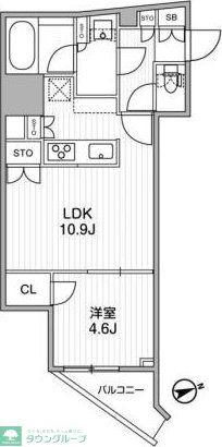 ディームス蔵前RESIDENCE(1LDK/15階)の間取り写真