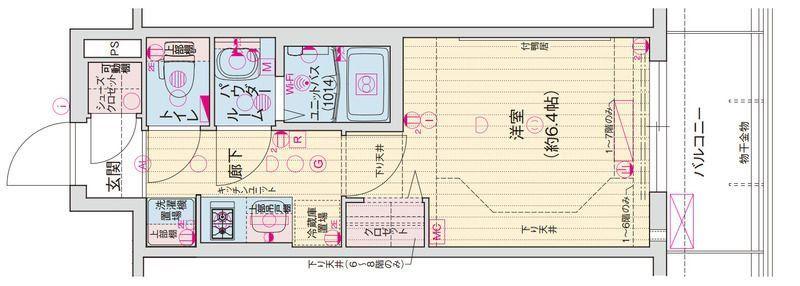 プレサンス淡路駅前(1K/7階)の間取り写真