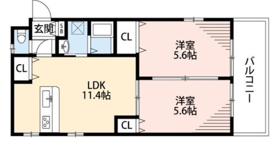 ロイヤルメゾン六甲5(2LDK/3階)の間取り写真