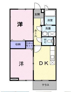 つきみそう(2DK/1階)の間取り写真