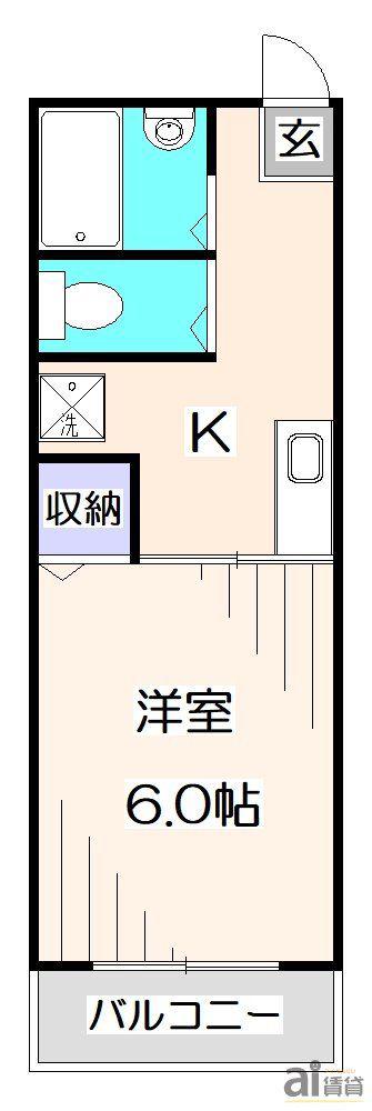 シティハイム ハーモニー(1K/2階)の間取り写真