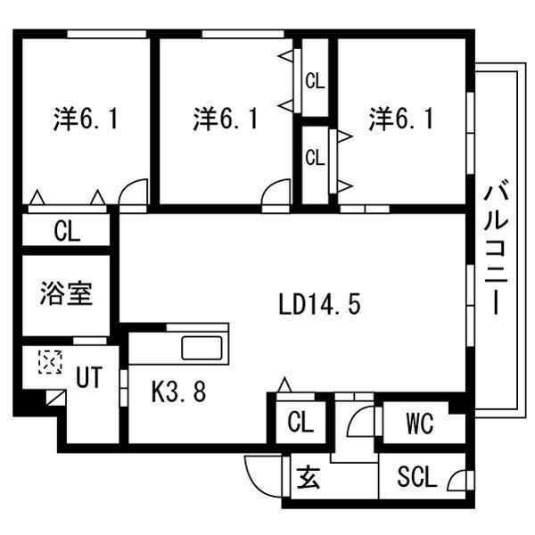 SATO BLDS白石本通(3LDK/4階)の間取り写真