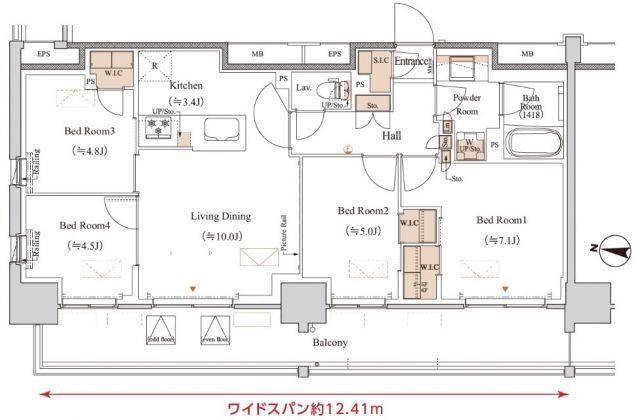 ブランシエスタ木場(4LDK/6階)の間取り写真