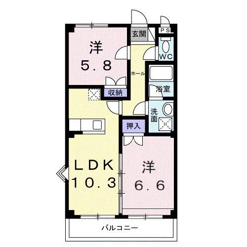 ルミナスハイム(2LDK/1階)の間取り写真