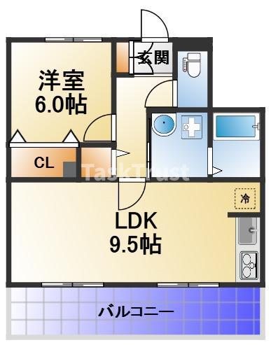 カーサフェリーチェC棟(1LDK/1階)の間取り写真