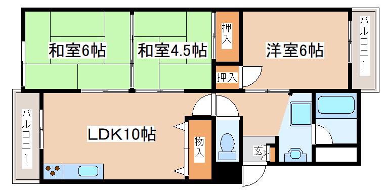 ベルデュウラ池上(3LDK/3階)の間取り写真