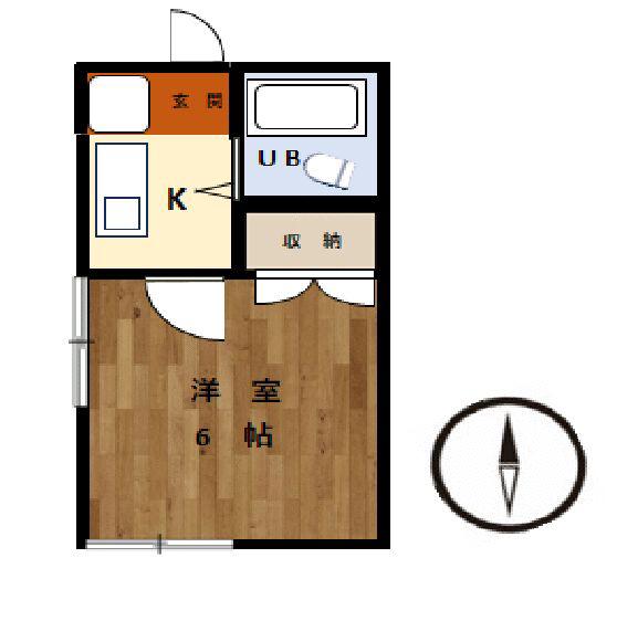 コーポK1(ワンルーム/2階)の間取り写真