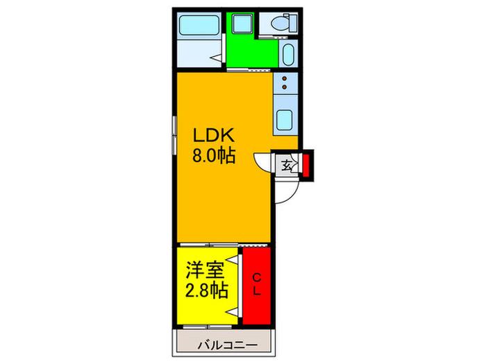 CHATON日新町(1LDK/3階)の間取り写真