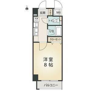 シャルム稲塚(1K/2階)の間取り写真