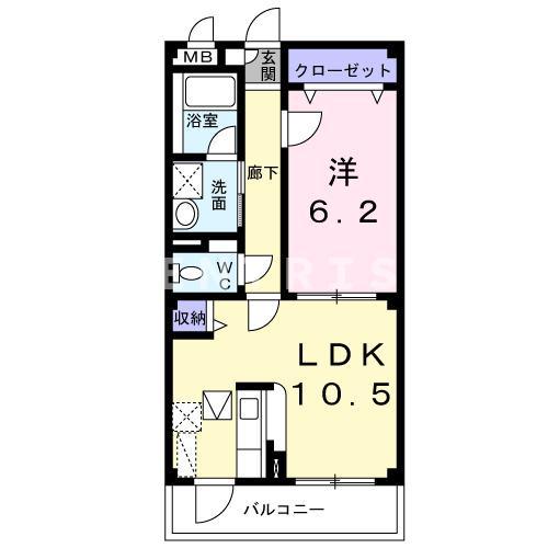 ウインドベル(1LDK/1階)の間取り写真