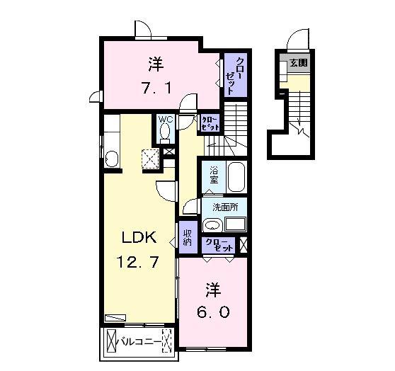 アンジュ II(2LDK/2階)の間取り写真