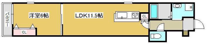 コティ姫路(1LDK/2階)の間取り写真
