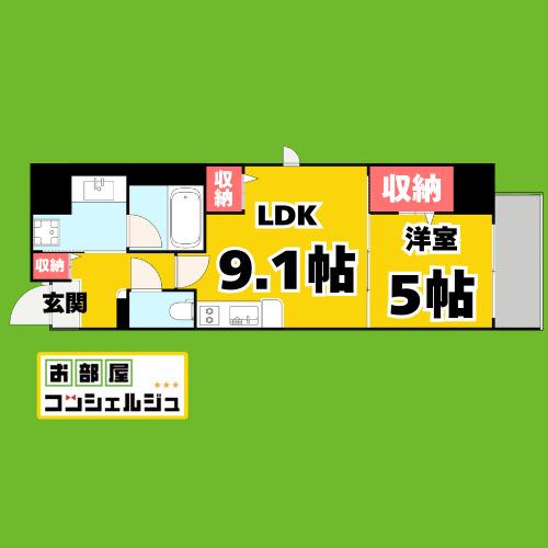 ダイワシティー庄内通(1LDK/4階)の間取り写真
