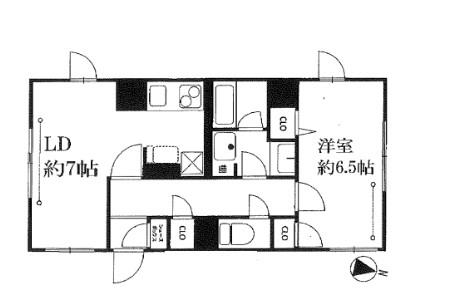 ミレドゥーエ西小山(1DK/4階)の間取り写真