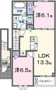 ニューライズ プリモ 喜連(2LDK/2階)の間取り写真