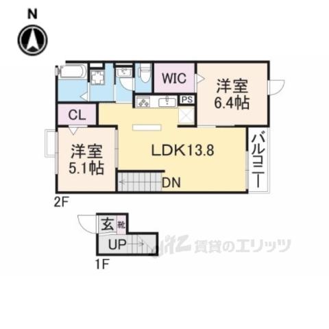 グラン ヴィオレⅠ(2LDK/4階)の間取り写真