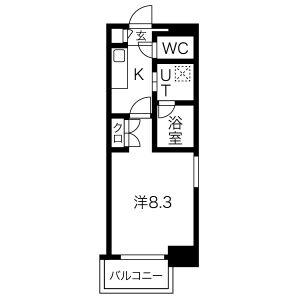 シティライフ今池(1K/9階)の間取り写真