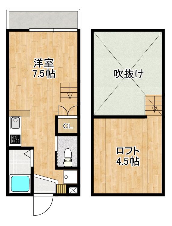 MODERN西山A(ワンルーム/1階)の間取り写真