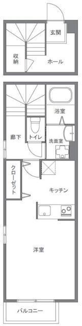 CERCA DEL CEREZO(ワンルーム/2階)の間取り写真