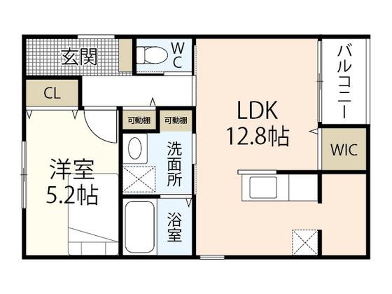 ボワヴェール八木(1LDK/2階)の間取り写真