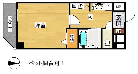 サンコーセレブコート(1K/8階)の間取り写真