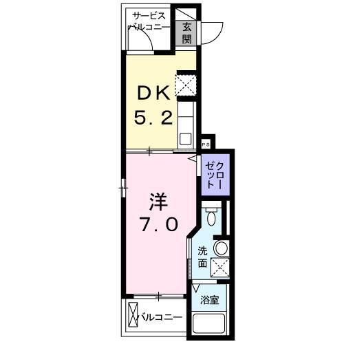 アンジュ(1DK/3階)の間取り写真