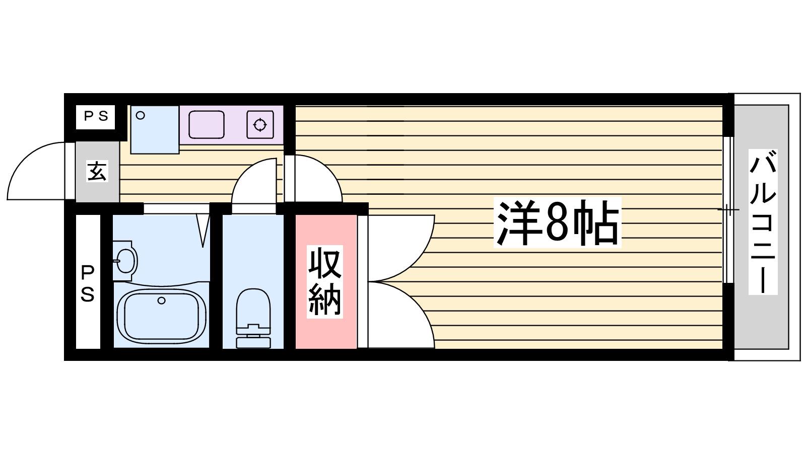 ドリーム三条(1K/2階)の間取り写真
