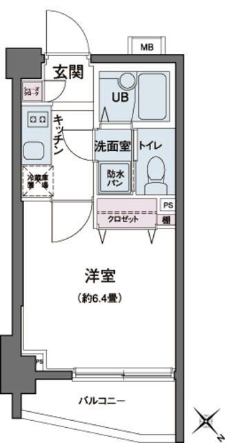 エコロジー都立大学レジデンス(1K/3階)の間取り写真
