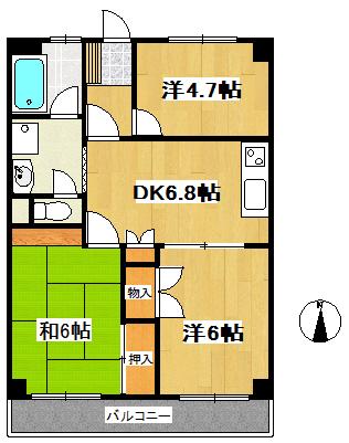 第二メゾン大泉(3DK/2階)の間取り写真