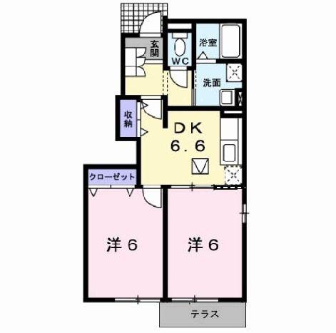 トワハピネス白河A(2DK/1階)の間取り写真