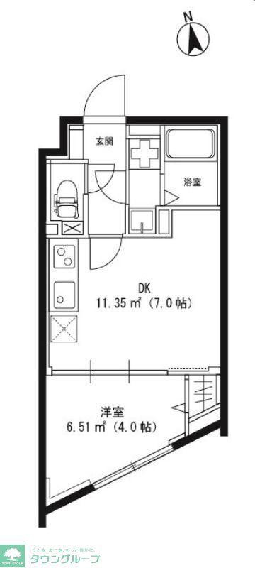 CREAL三軒茶屋(1DK/1階)の間取り写真