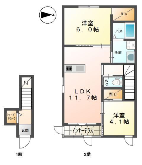 リベルテ(2LDK/2階)の間取り写真
